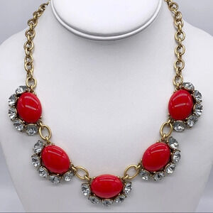 Stella & Dot Mae Red Cabachon & Crystal Necklace